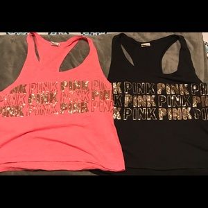 Two Victoria secret pink tanks